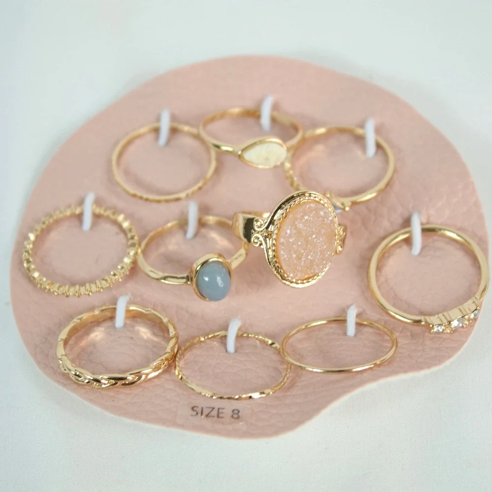 Francesca's 10 Piece Gold Tone Stacking Costume Jewelry Ring Set Size 8 - NEW
